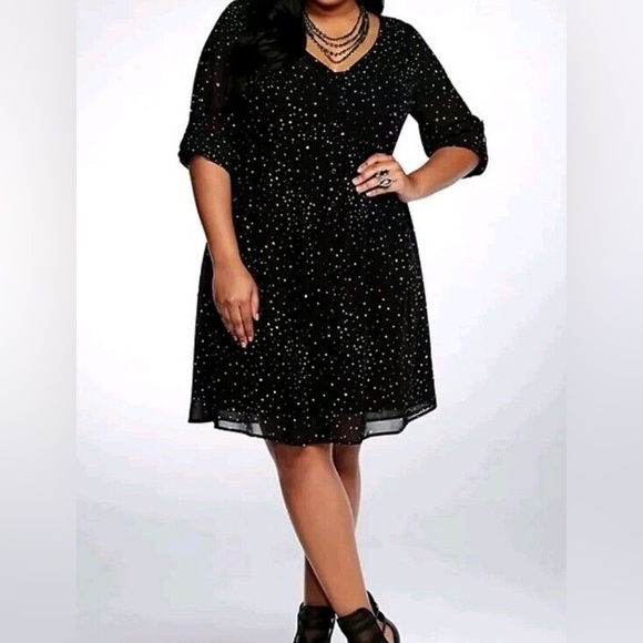 torrid Dresses & Skirts - Torrid Celestial Stars Black Dress Women’s Plus Size 3X Sheer Midi